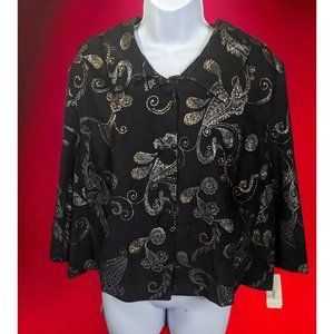 Dressbarn Black Paisley Glitter Jacket